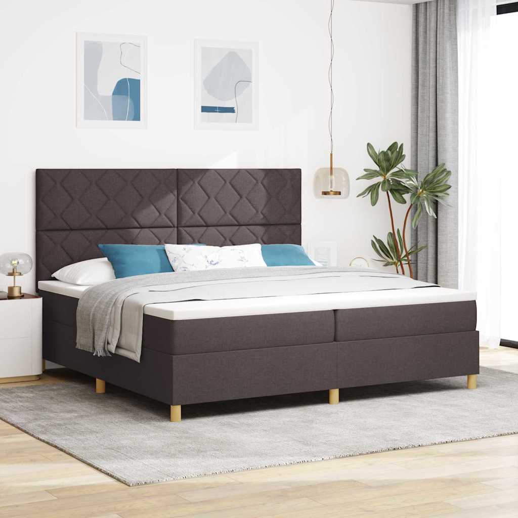 LED Box Spring Bed met matras Donkerbruin 200 x 200 cm Stof is nu te koop bij PeponiXL, paradijselijk wonen!