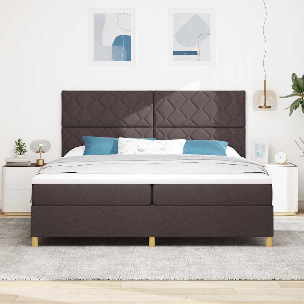 LED Box Spring Bed met matras Donkerbruin 200 x 200 cm Stof is nu te koop bij PeponiXL, paradijselijk wonen!