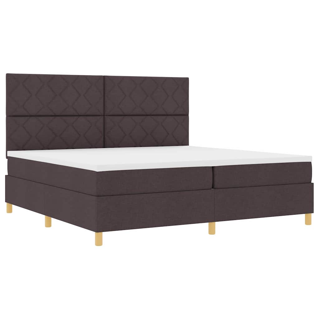 LED Box Spring Bed met matras Donkerbruin 200 x 200 cm Stof is nu te koop bij PeponiXL, paradijselijk wonen!