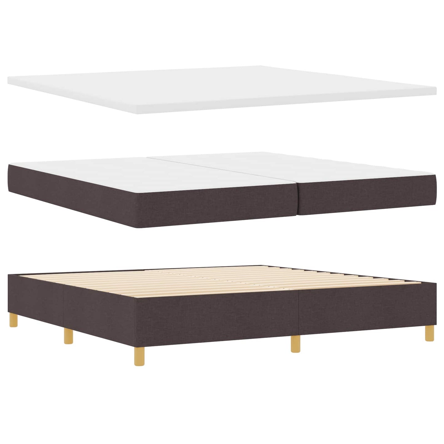 LED Box Spring Bed met matras Donkerbruin 200 x 200 cm Stof is nu te koop bij PeponiXL, paradijselijk wonen!