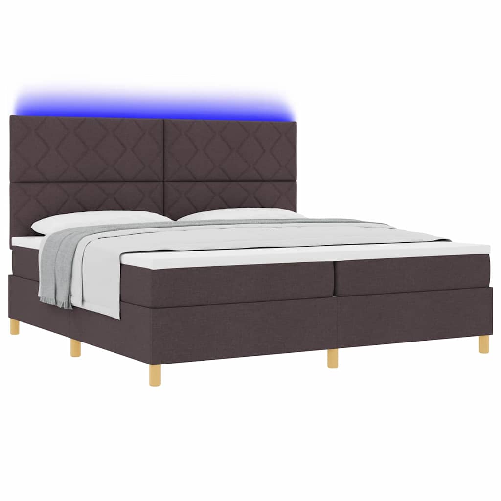 LED Box Spring Bed met matras Donkerbruin 200 x 200 cm Stof is nu te koop bij PeponiXL, paradijselijk wonen!