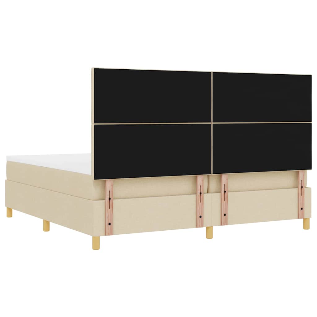 LED Box Spring Bed met matras Crème 200 x 200 cm Stof is nu te koop bij PeponiXL, paradijselijk wonen!