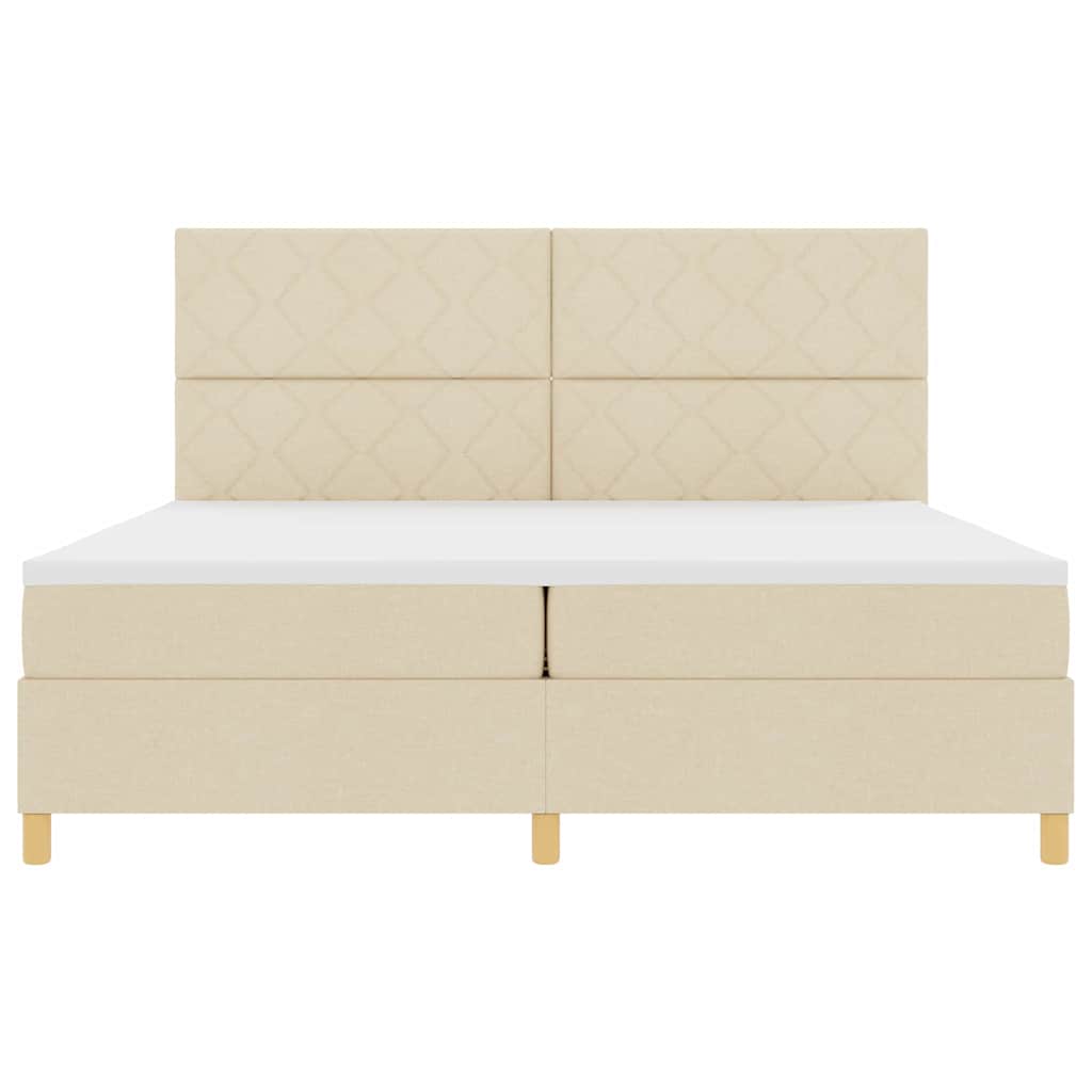 LED Box Spring Bed met matras Crème 200 x 200 cm Stof is nu te koop bij PeponiXL, paradijselijk wonen!