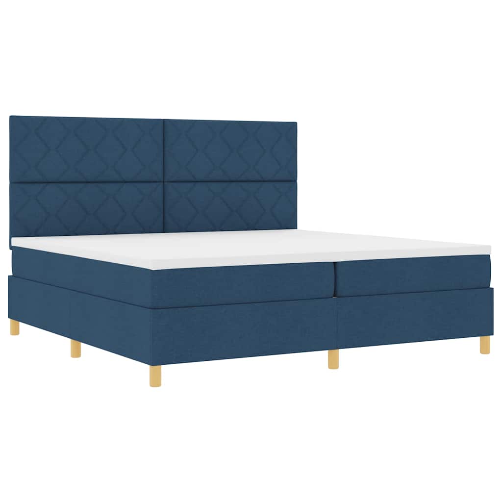 LED Box Spring Bed met matras Blauw 200 x 200 cm Stof is nu te koop bij PeponiXL, paradijselijk wonen!