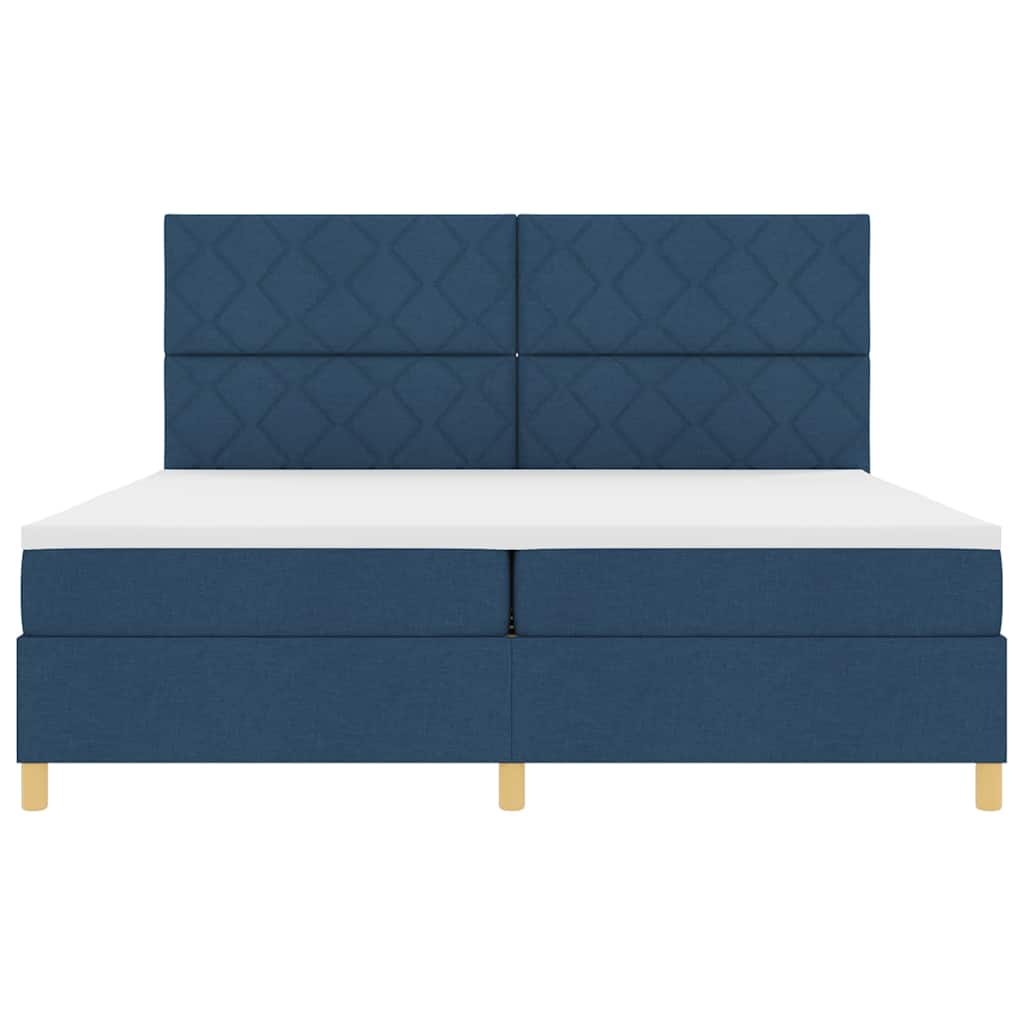 LED Box Spring Bed met matras Blauw 200 x 200 cm Stof is nu te koop bij PeponiXL, paradijselijk wonen!