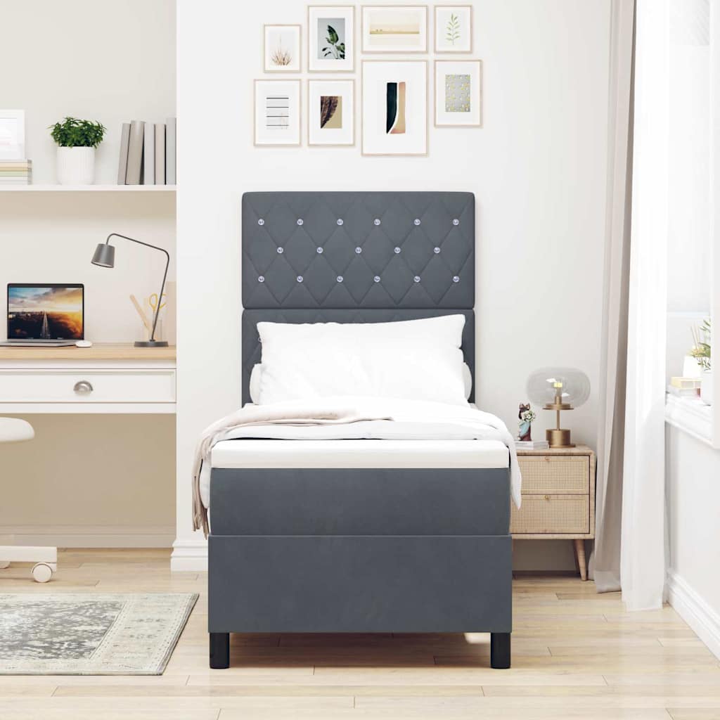 LED Box Spring Bed met matras Donkergrijs 80 x 200 cm Stof is nu te koop bij PeponiXL, paradijselijk wonen!