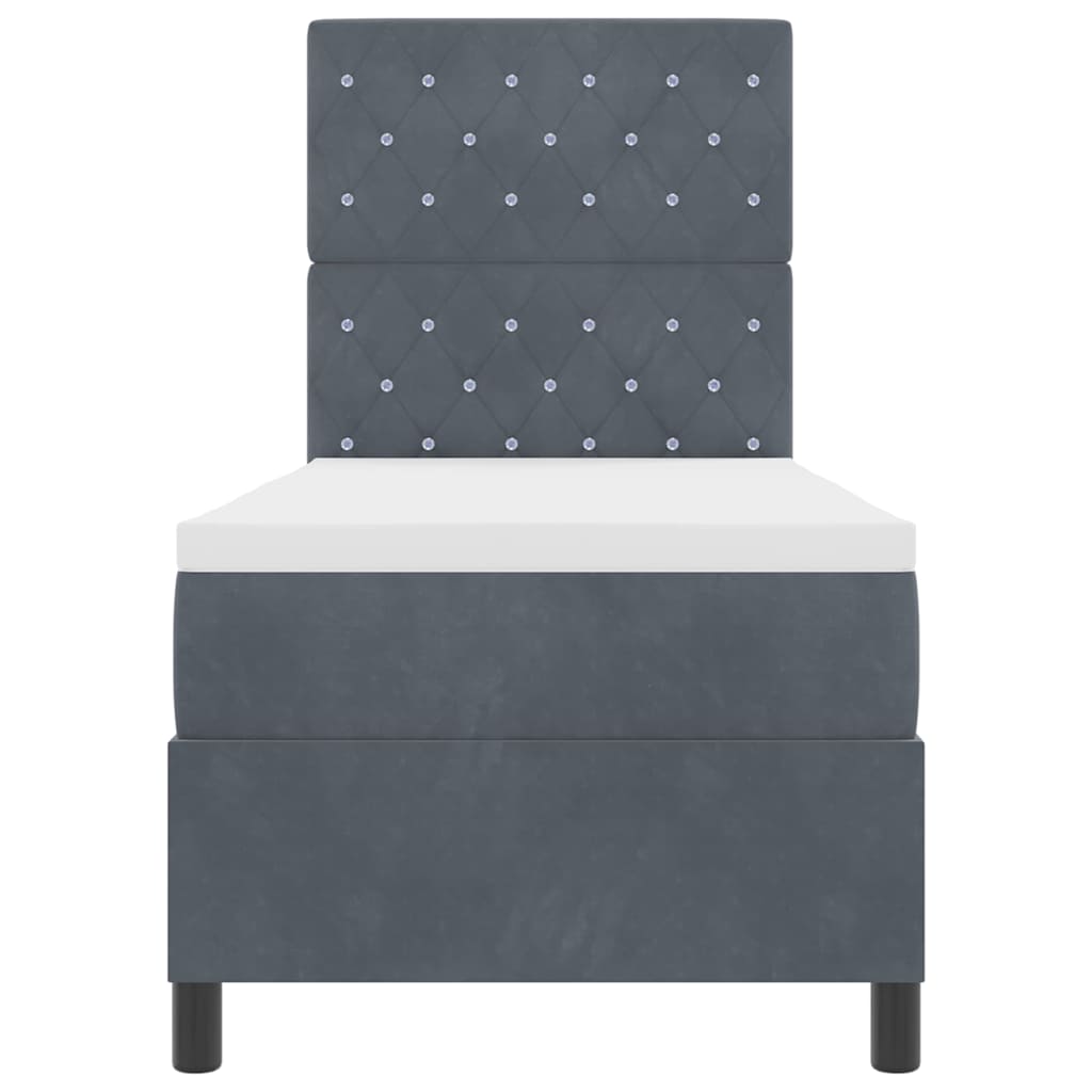 LED Box Spring Bed met matras Donkergrijs 80 x 200 cm Stof is nu te koop bij PeponiXL, paradijselijk wonen!