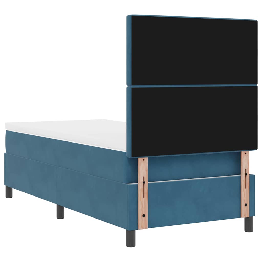 LED Box Spring Bed met matras Donkerblauw 90 x 190 cm Fluweel is nu te koop bij PeponiXL, paradijselijk wonen!