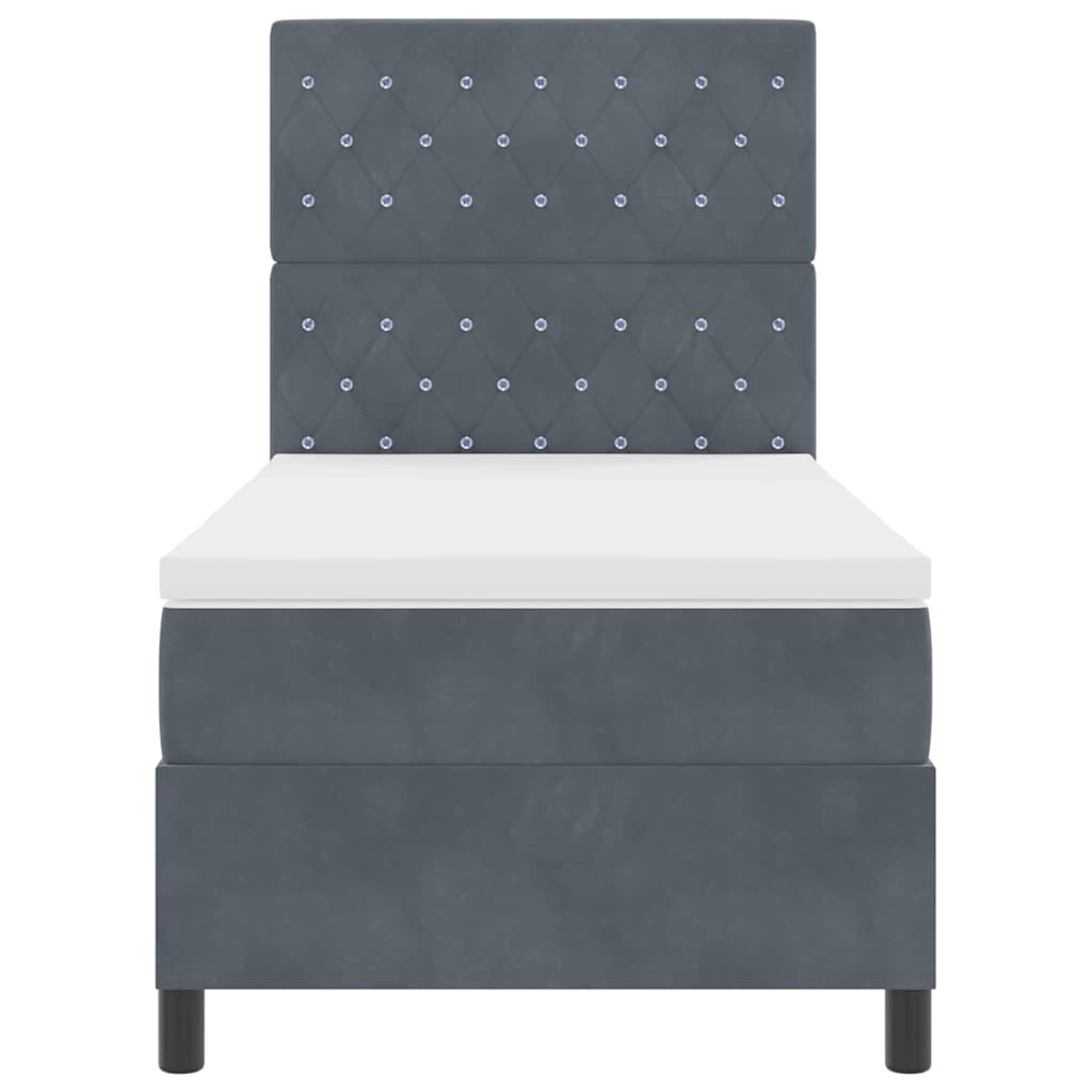 LED Box Spring Bed met matras Donkergrijs 90 x 200 cm Fluweel is nu te koop bij PeponiXL, paradijselijk wonen!