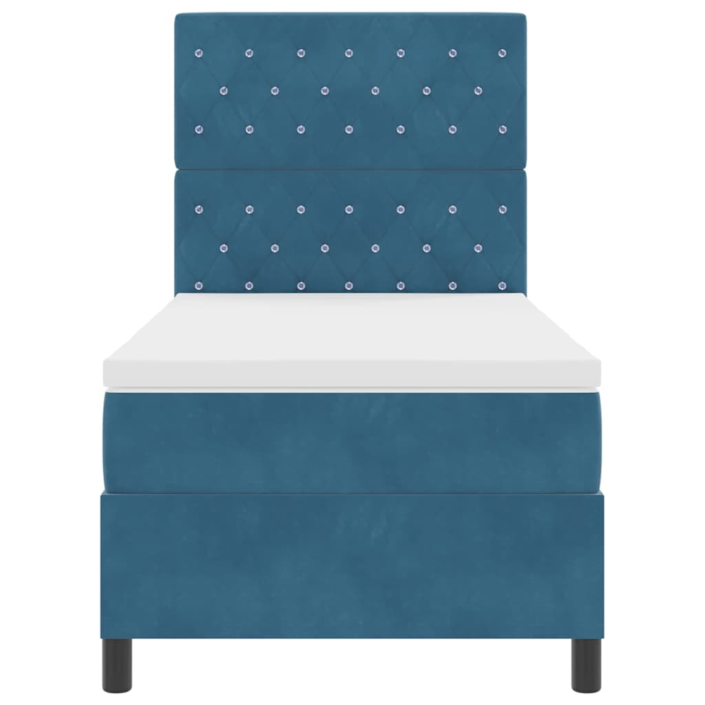 LED Box Spring Bed met matras Donkerblauw 90 x 200 cm Fluweel is nu te koop bij PeponiXL, paradijselijk wonen!