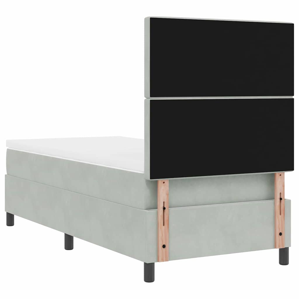 LED Box Spring Bed met matras Lichtgrijs 100 x 200 cm Fluweel is nu te koop bij PeponiXL, paradijselijk wonen!