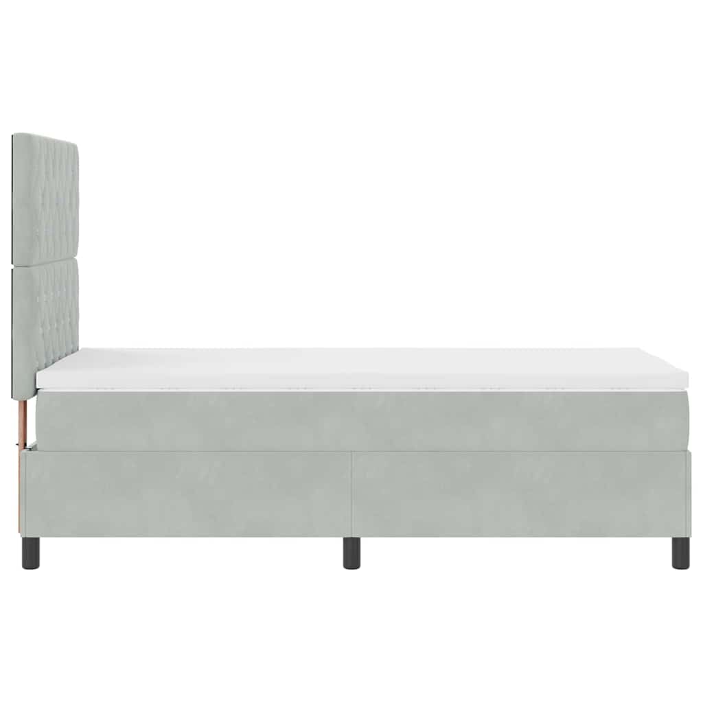 LED Box Spring Bed met matras Lichtgrijs 100 x 200 cm Fluweel is nu te koop bij PeponiXL, paradijselijk wonen!