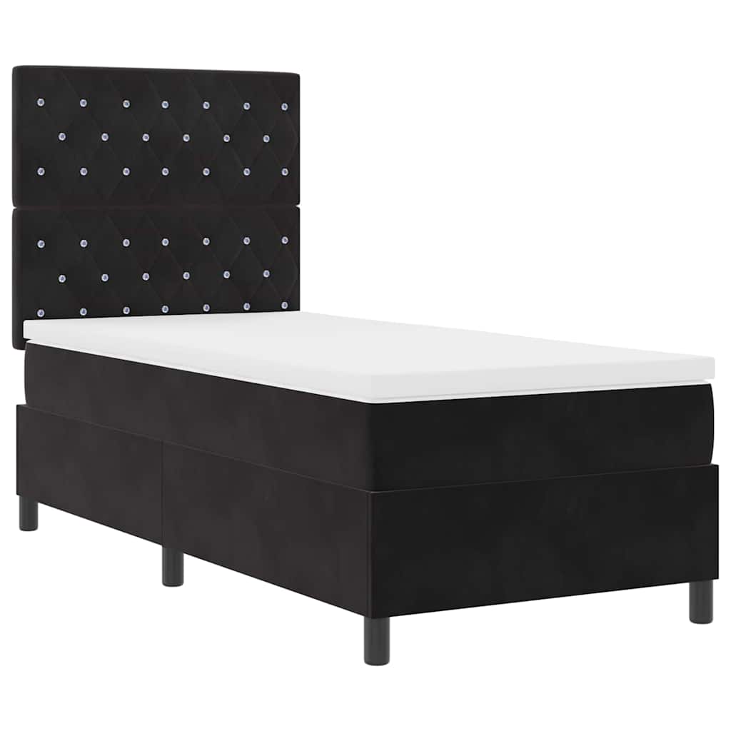 LED Box Spring Bed met matras Zwart 100 x 200 cm Fluweel