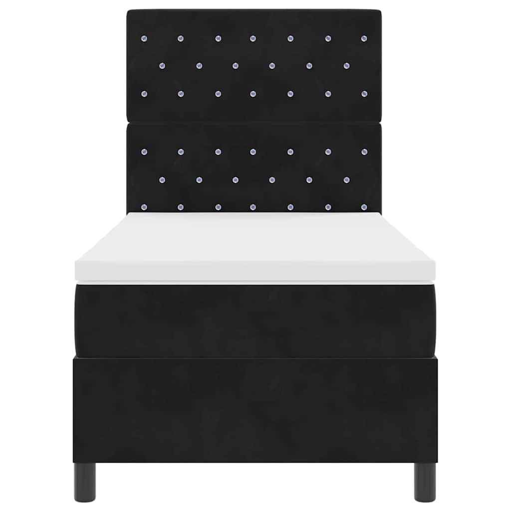 LED Box Spring Bed met matras Zwart 100 x 200 cm Fluweel