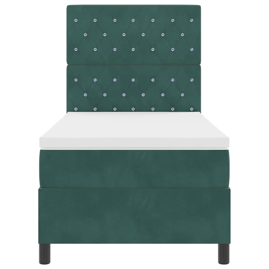 LED Box Spring Bed met matras Donkergroen 100 x 200 cm Fluweel is nu te koop bij PeponiXL, paradijselijk wonen!