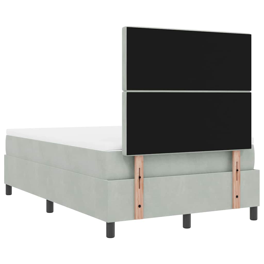 LED Box Spring Bed met matras Lichtgrijs 120 x 190 cm Fluweel