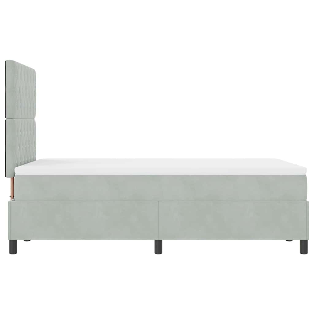 LED Box Spring Bed met matras Lichtgrijs 120 x 190 cm Fluweel