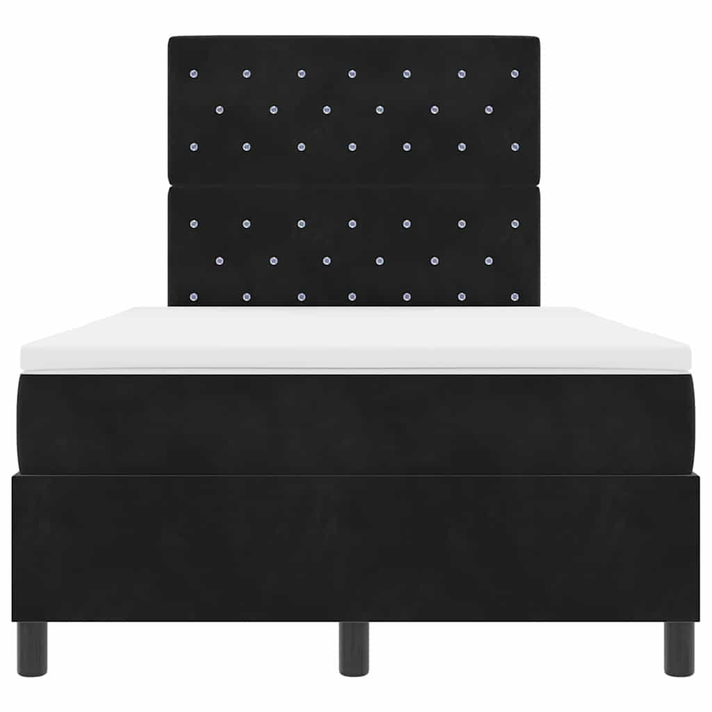 LED Box Spring Bed met matras Zwart 120 x 190 cm Fluweel