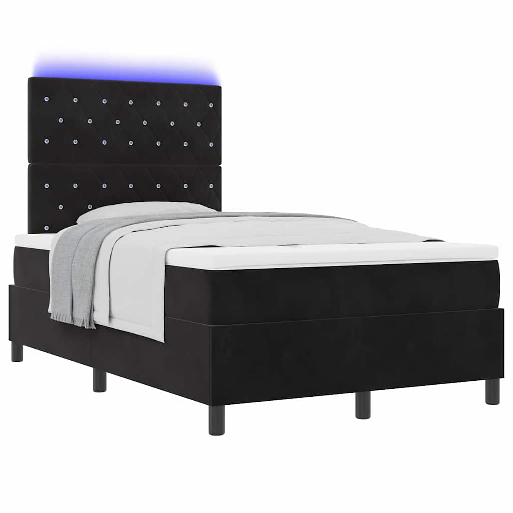 LED Box Spring Bed met matras Zwart 120 x 190 cm Fluweel
