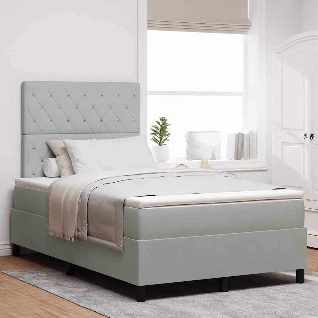 LED Box Spring Bed met matras Lichtgrijs 120 x 200 cm Fluweel is nu te koop bij PeponiXL, paradijselijk wonen!