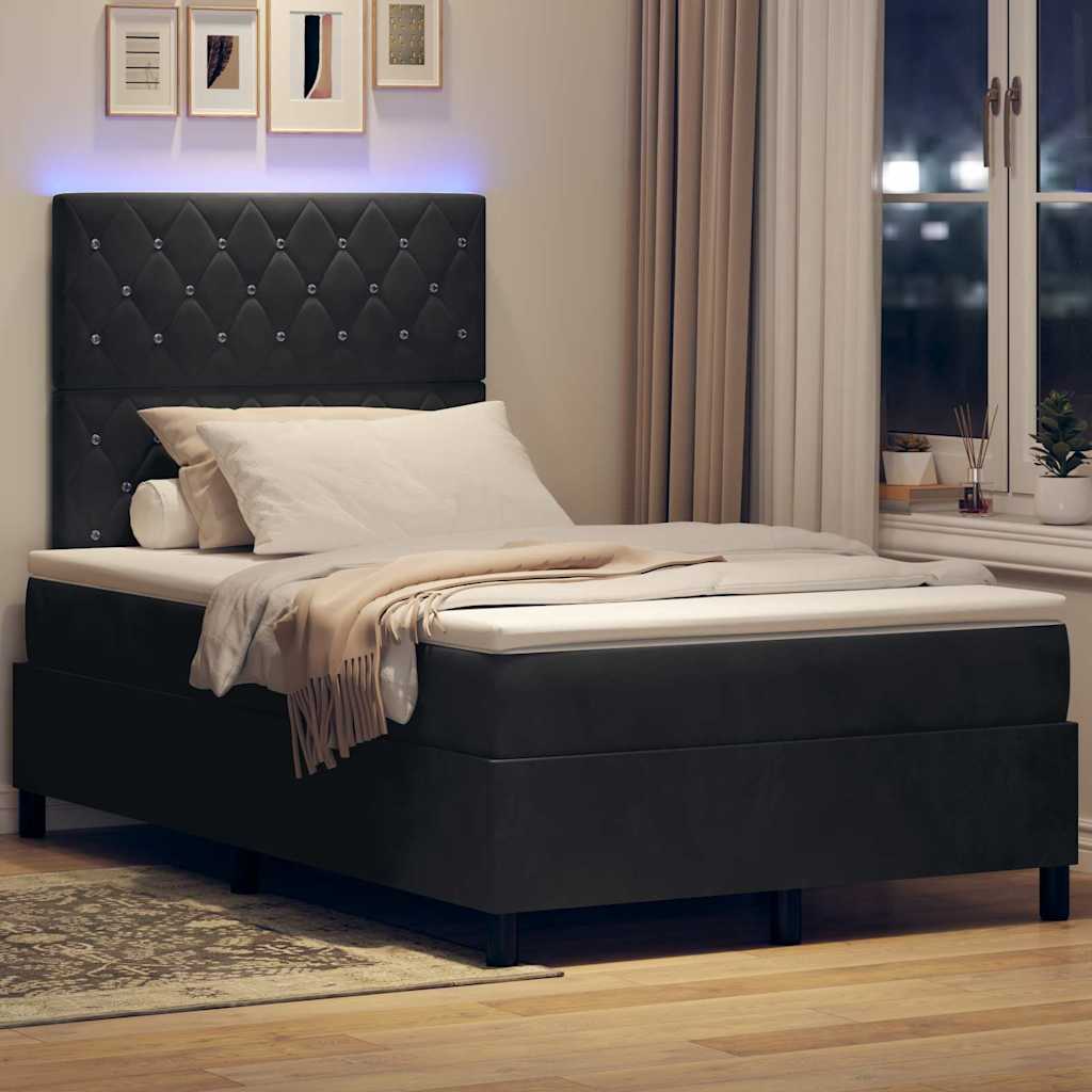 LED Box Spring Bed met matras Zwart 120 x 200 cm Fluweel