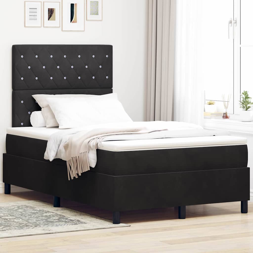 LED Box Spring Bed met matras Zwart 120 x 200 cm Fluweel