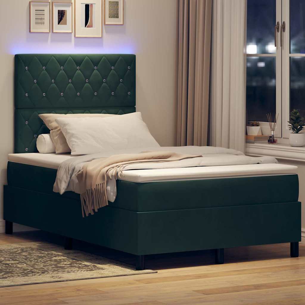 LED Box Spring Bed met matras Donkergroen 120 x 200 cm Fluweel is nu te koop bij PeponiXL, paradijselijk wonen!