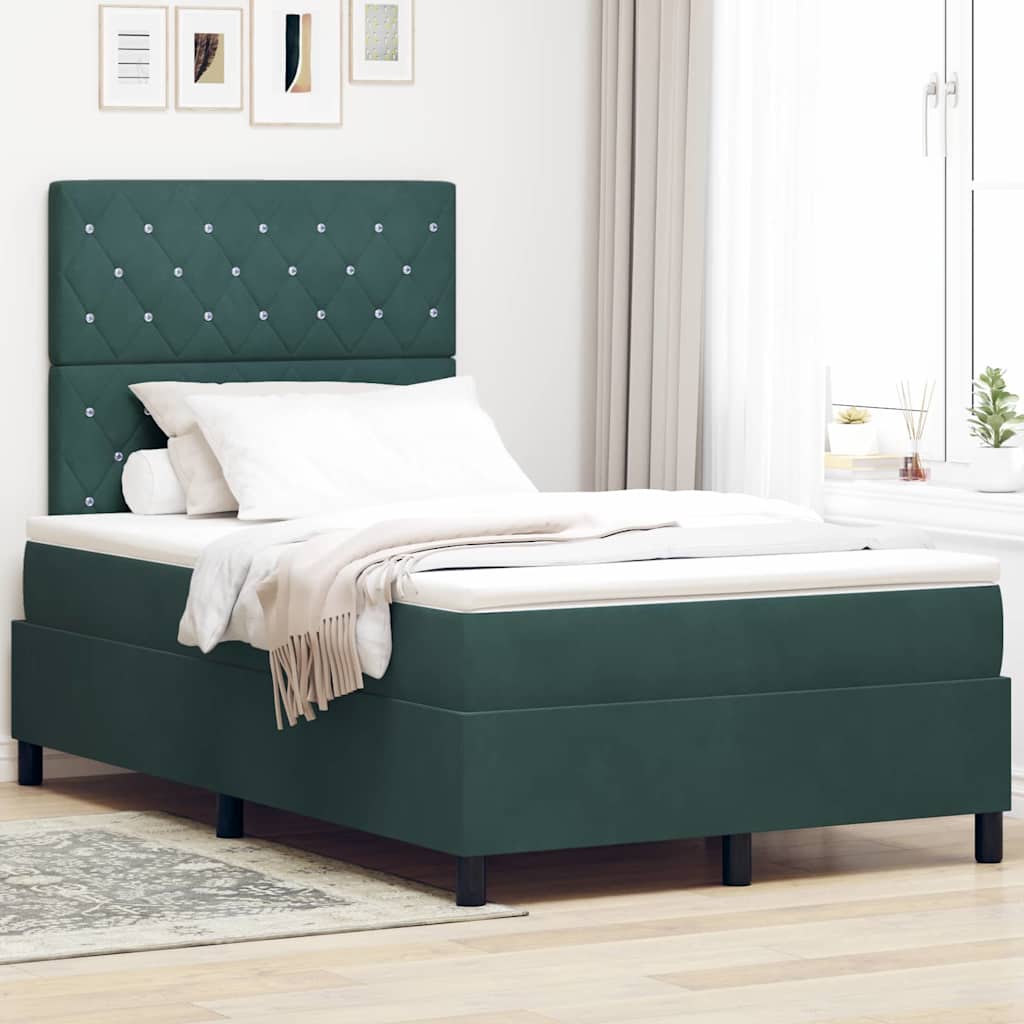 LED Box Spring Bed met matras Donkergroen 120 x 200 cm Fluweel is nu te koop bij PeponiXL, paradijselijk wonen!