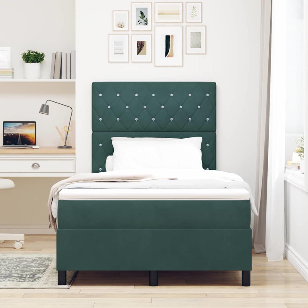 LED Box Spring Bed met matras Donkergroen 120 x 200 cm Fluweel is nu te koop bij PeponiXL, paradijselijk wonen!