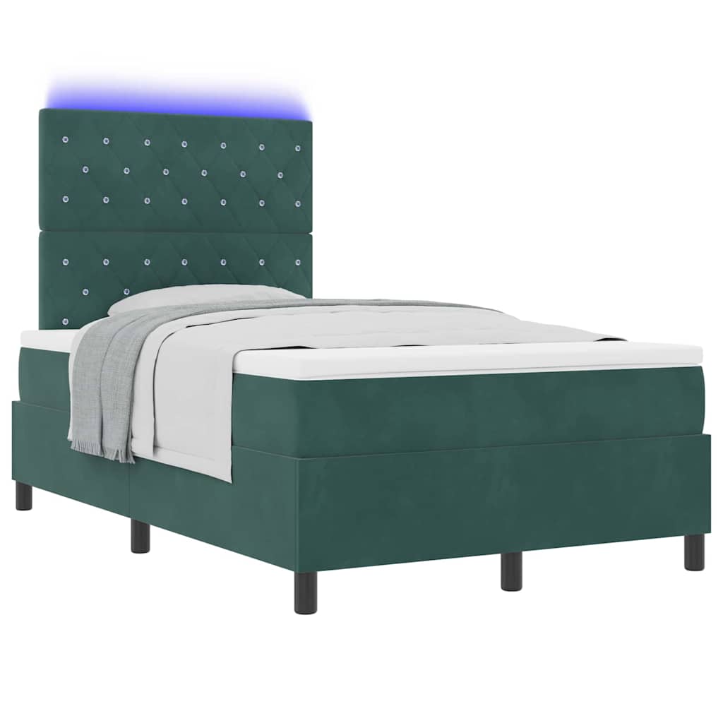 LED Box Spring Bed met matras Donkergroen 120 x 200 cm Fluweel is nu te koop bij PeponiXL, paradijselijk wonen!