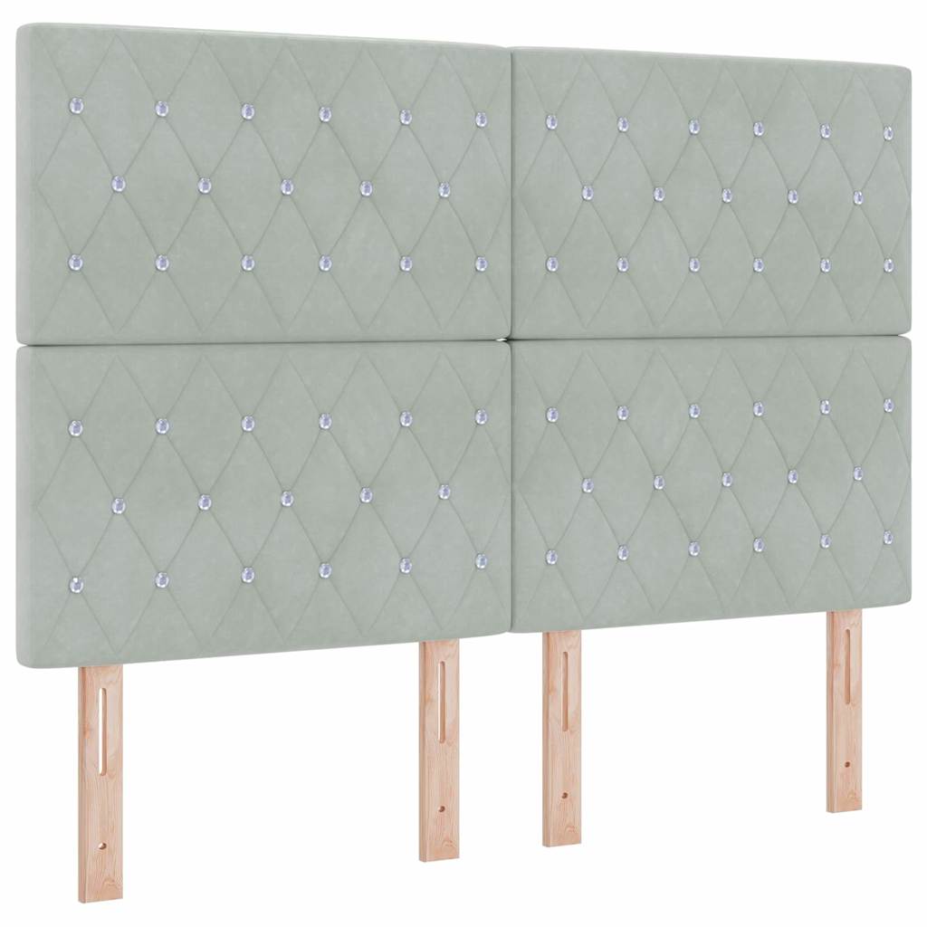 LED Box Spring Bed met matras Lichtgrijs 140 x 200 cm Fluweel is nu te koop bij PeponiXL, paradijselijk wonen!