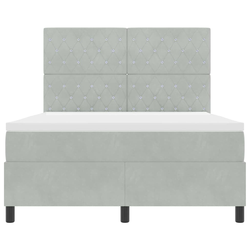 LED Box Spring Bed met matras Lichtgrijs 140 x 200 cm Fluweel is nu te koop bij PeponiXL, paradijselijk wonen!
