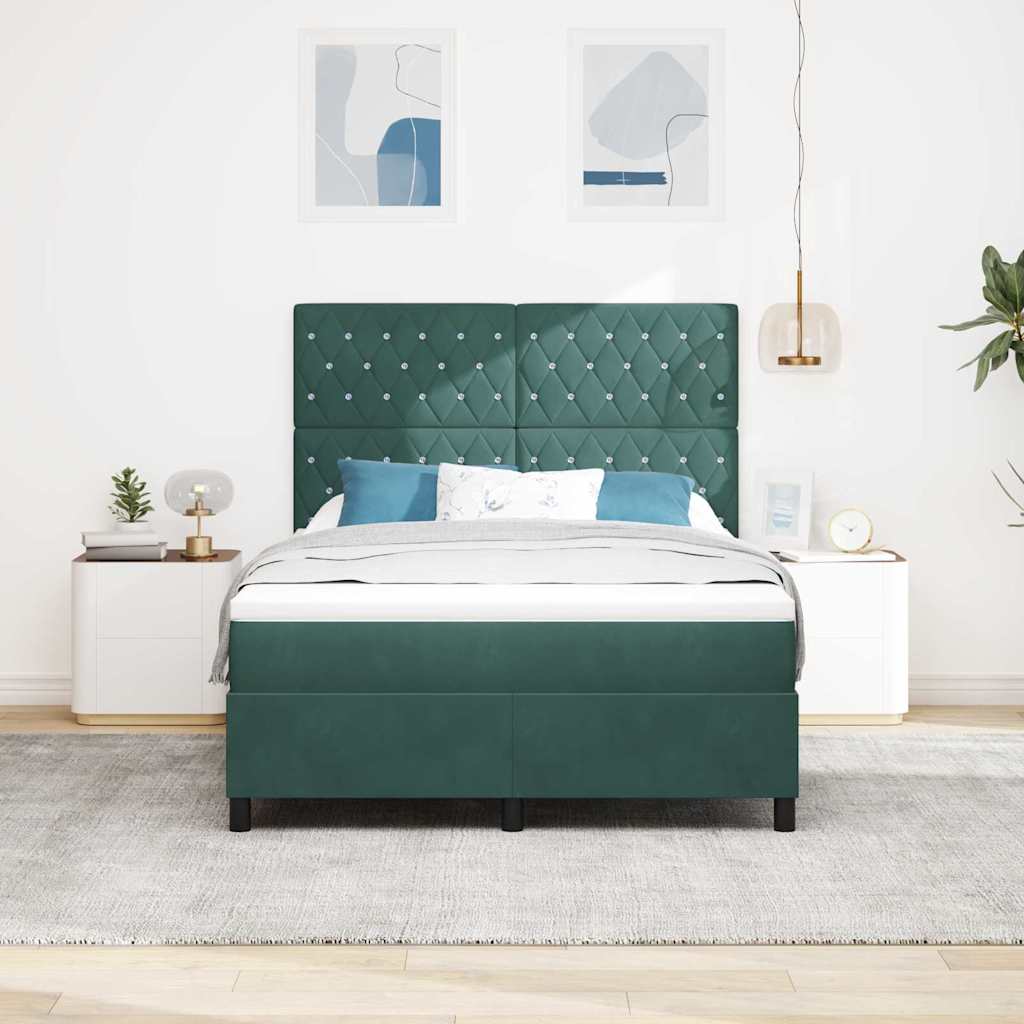 LED Box Spring Bed met matras Donkergroen 140 x 200 cm Fluweel is nu te koop bij PeponiXL, paradijselijk wonen!