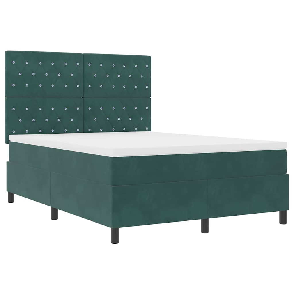 LED Box Spring Bed met matras Donkergroen 140 x 200 cm Fluweel is nu te koop bij PeponiXL, paradijselijk wonen!