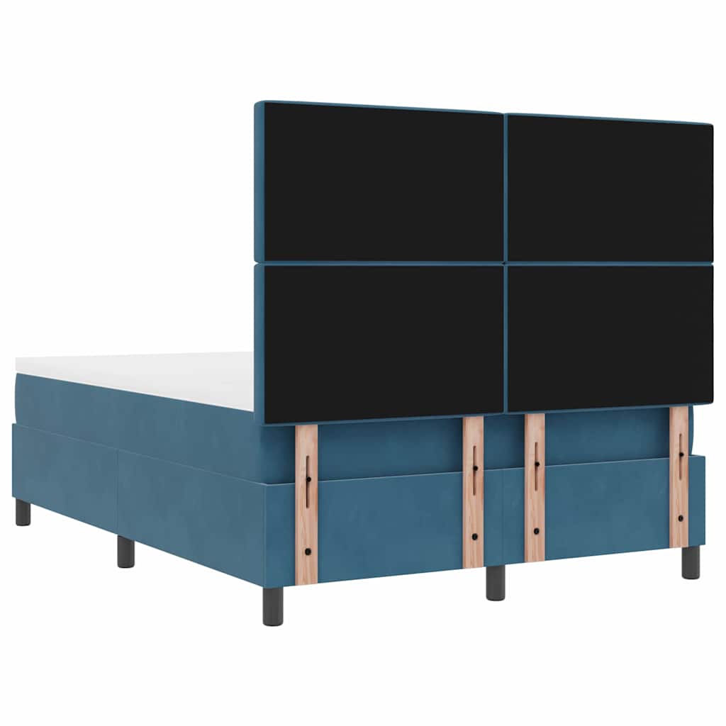 LED Box Spring Bed met matras Donkerblauw 140 x 200 cm Fluweel is nu te koop bij PeponiXL, paradijselijk wonen!