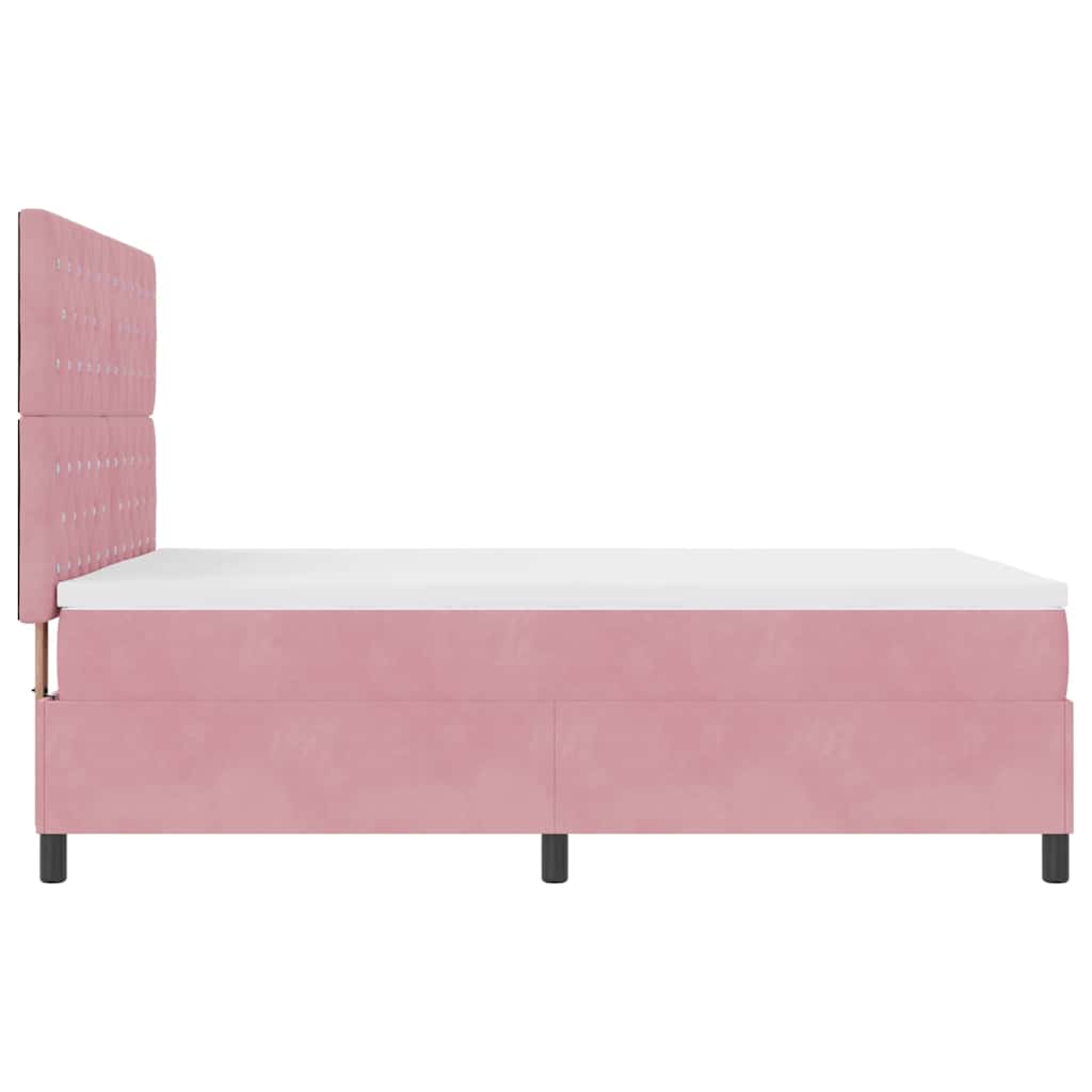 LED Box Spring Bed met matras Roze 140 x 200 cm Stof is nu te koop bij PeponiXL, paradijselijk wonen!