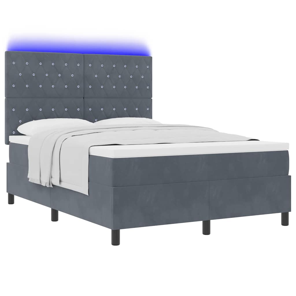 LED Box Spring Bed met matras Donkergrijs 160 x 200 cm Fluweel is nu te koop bij PeponiXL, paradijselijk wonen!