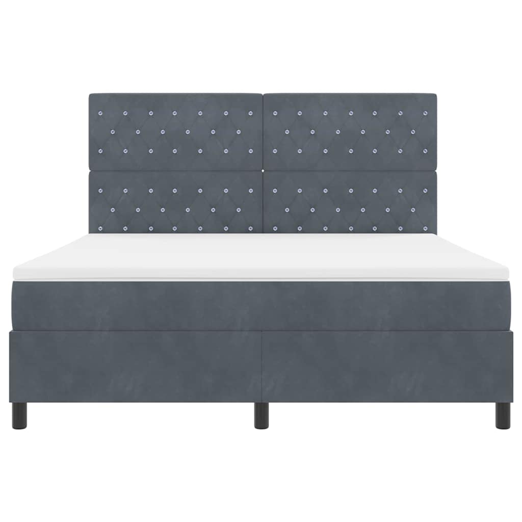 LED Box Spring Bed met matras Donkergrijs 180 x 200 cm Fluweel