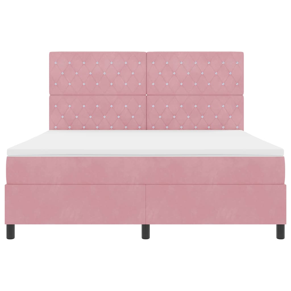 LED Box Spring Bed met matras Roze 180 x 200 cm Fluweel