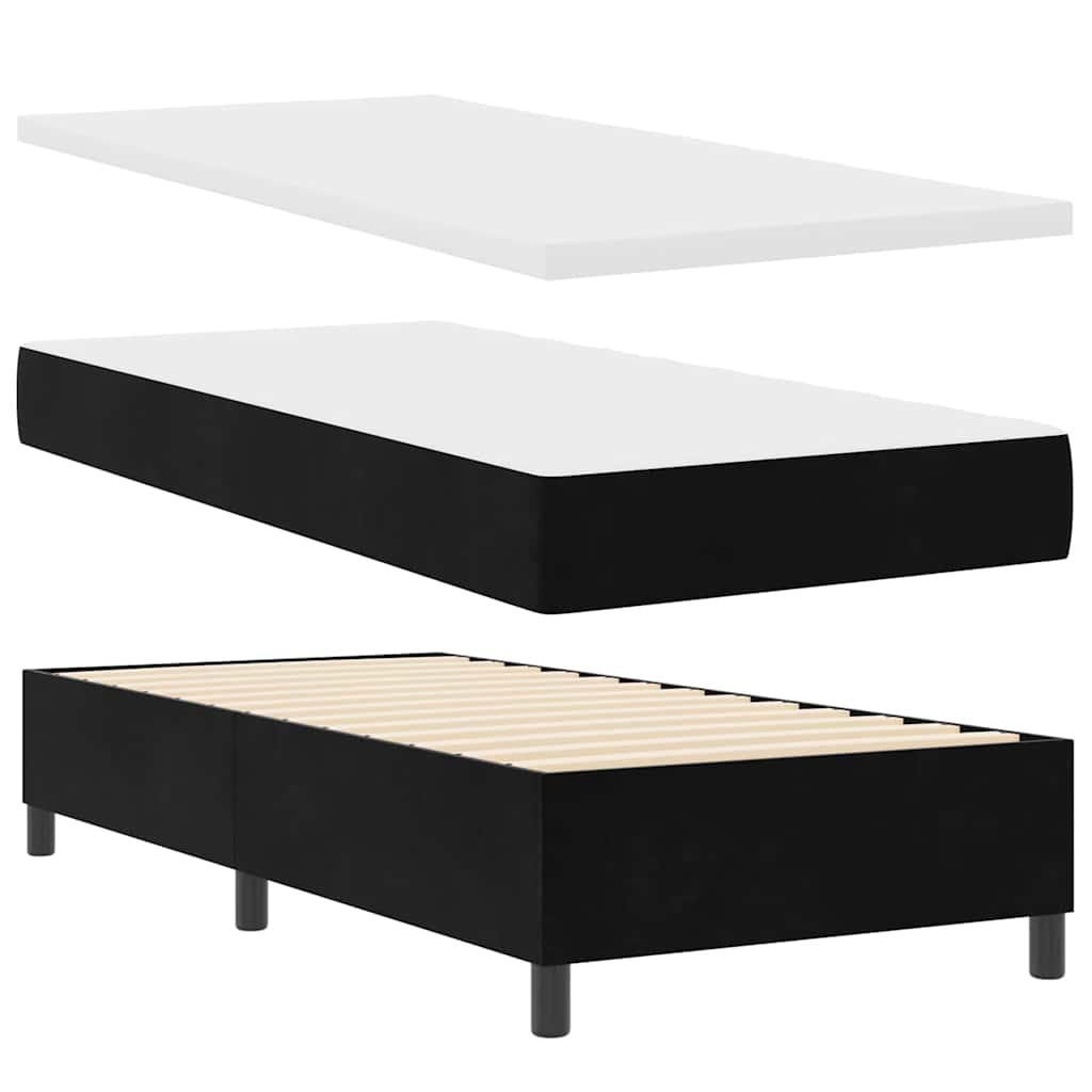 LED Box Spring Bed met matras Zwart 80 x 200 cm Fluweel is nu te koop bij PeponiXL, paradijselijk wonen!