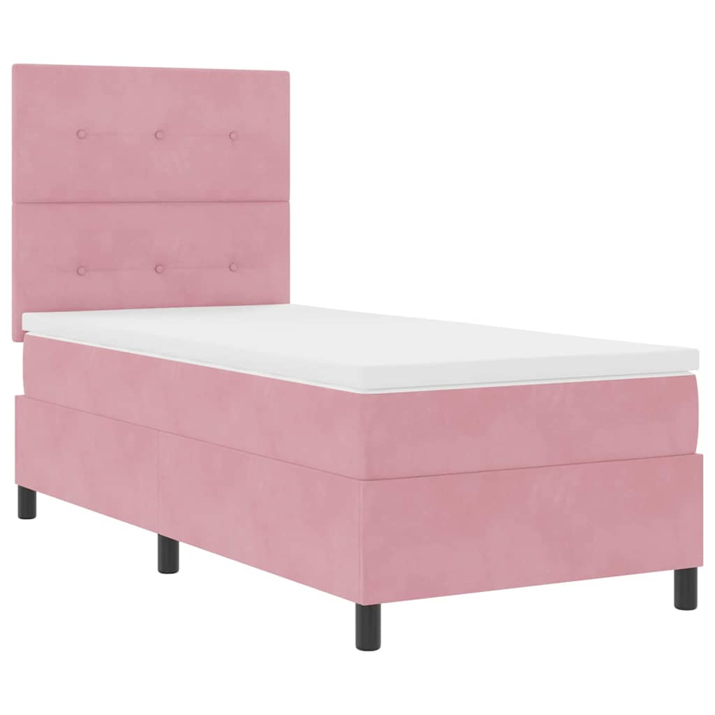 LED Box Spring Bed met matras Roze 80 x 200 cm Fluweel is nu te koop bij PeponiXL, paradijselijk wonen!
