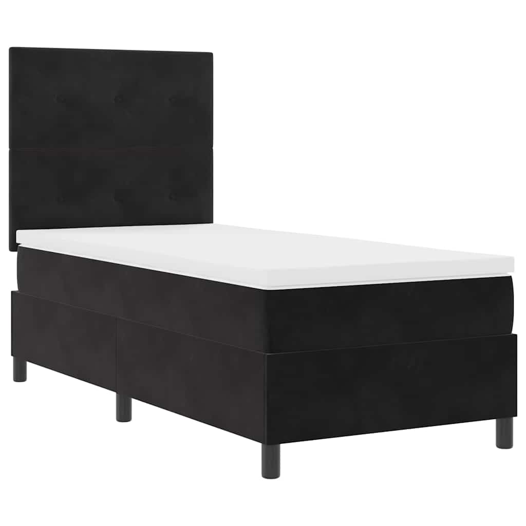 LED Box Spring Bed met matras Zwart 90 x 190 cm Fluweel is nu te koop bij PeponiXL, paradijselijk wonen!