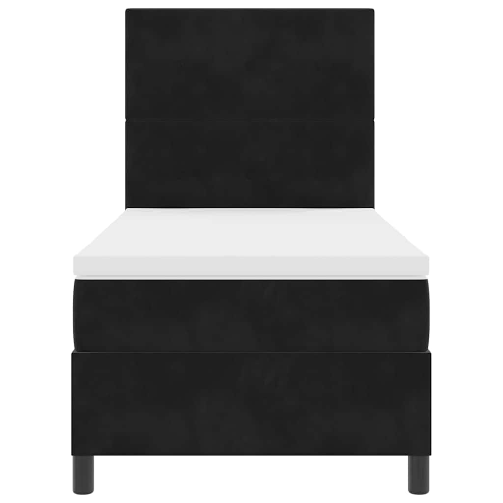 LED Box Spring Bed met matras Zwart 90 x 190 cm Fluweel is nu te koop bij PeponiXL, paradijselijk wonen!