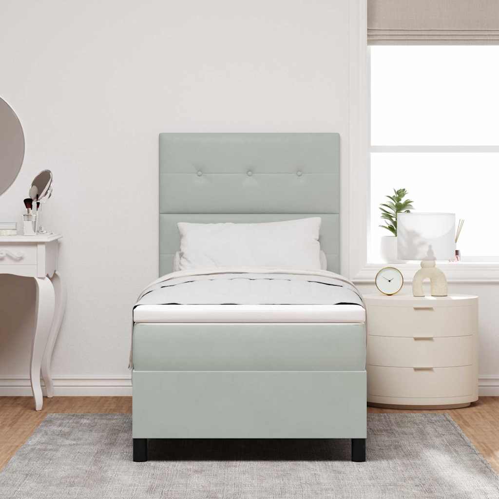 LED Box Spring Bed met matras Lichtgrijs 90 x 200 cm Fluweel is nu te koop bij PeponiXL, paradijselijk wonen!