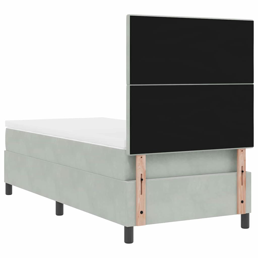 LED Box Spring Bed met matras Lichtgrijs 100 x 200 cm Fluweel is nu te koop bij PeponiXL, paradijselijk wonen!