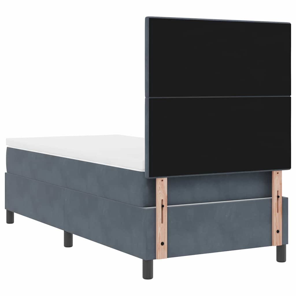 LED Box Spring Bed met matras Donkergrijs 100 x 200 cm Fluweel is nu te koop bij PeponiXL, paradijselijk wonen!