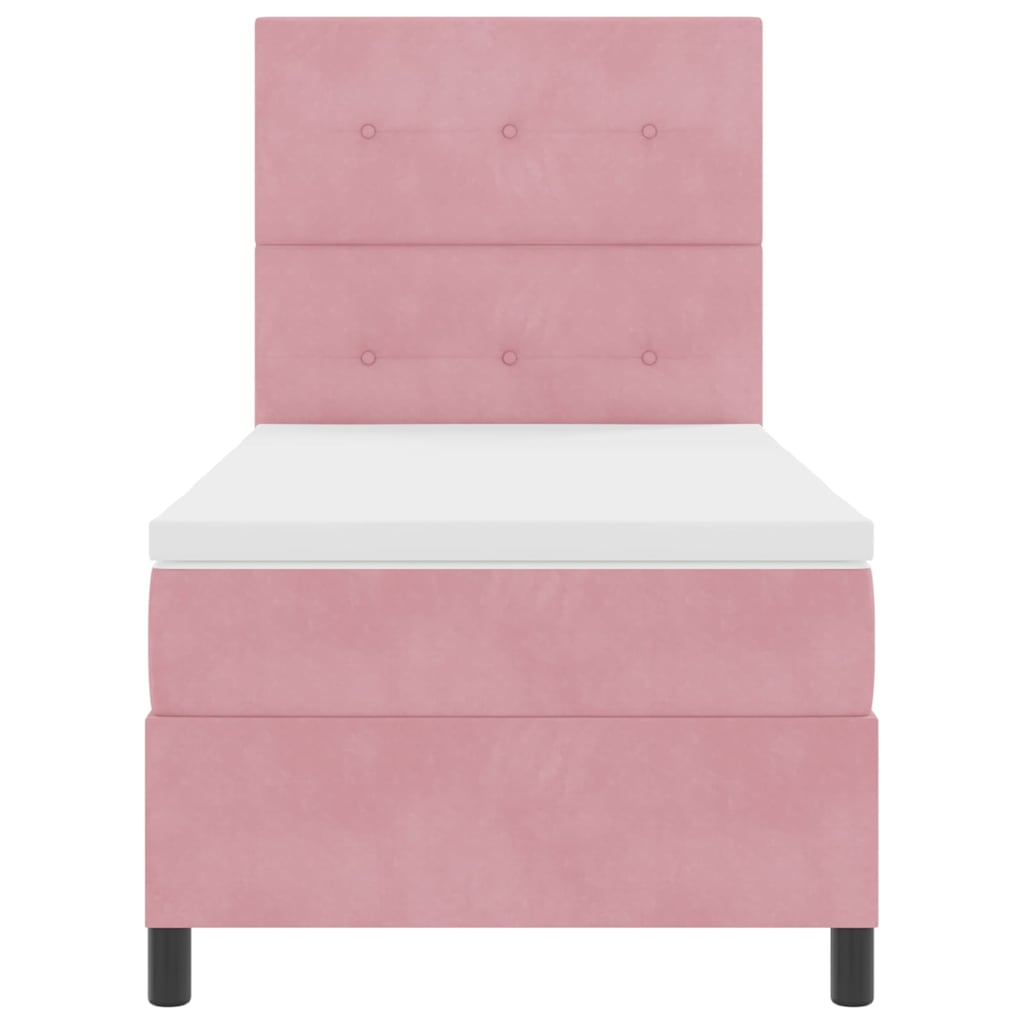LED Box Spring Bed met matras Roze 100 x 200 cm Fluweel is nu te koop bij PeponiXL, paradijselijk wonen!