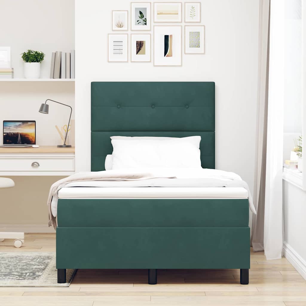 LED Box Spring Bed met matras Donkergroen 120 x 190 cm Fluweel is nu te koop bij PeponiXL, paradijselijk wonen!