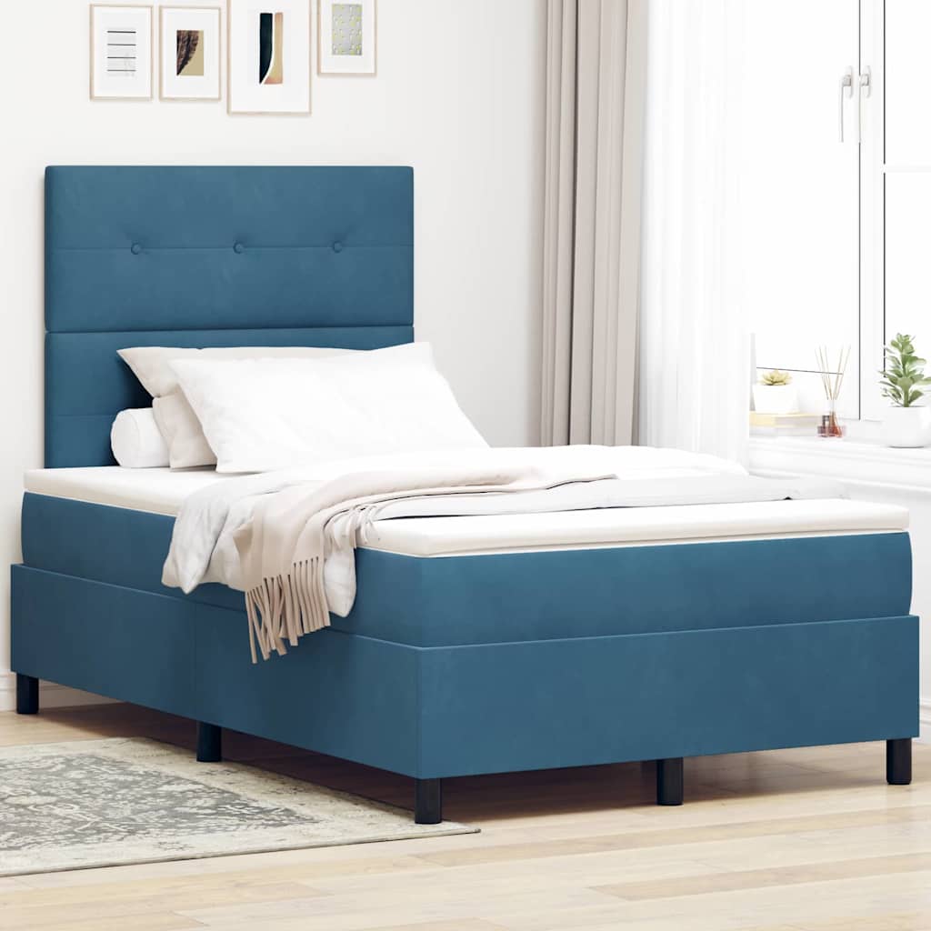LED Box Spring Bed met matras Donkerblauw 120 x 190 cm Fluweel is nu te koop bij PeponiXL, paradijselijk wonen!