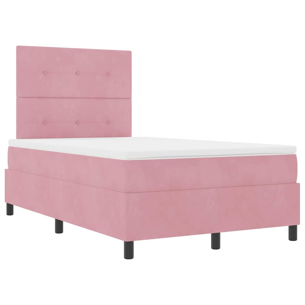 LED Box Spring Bed met matras Roze 120 x 190 cm Fluweel is nu te koop bij PeponiXL, paradijselijk wonen!